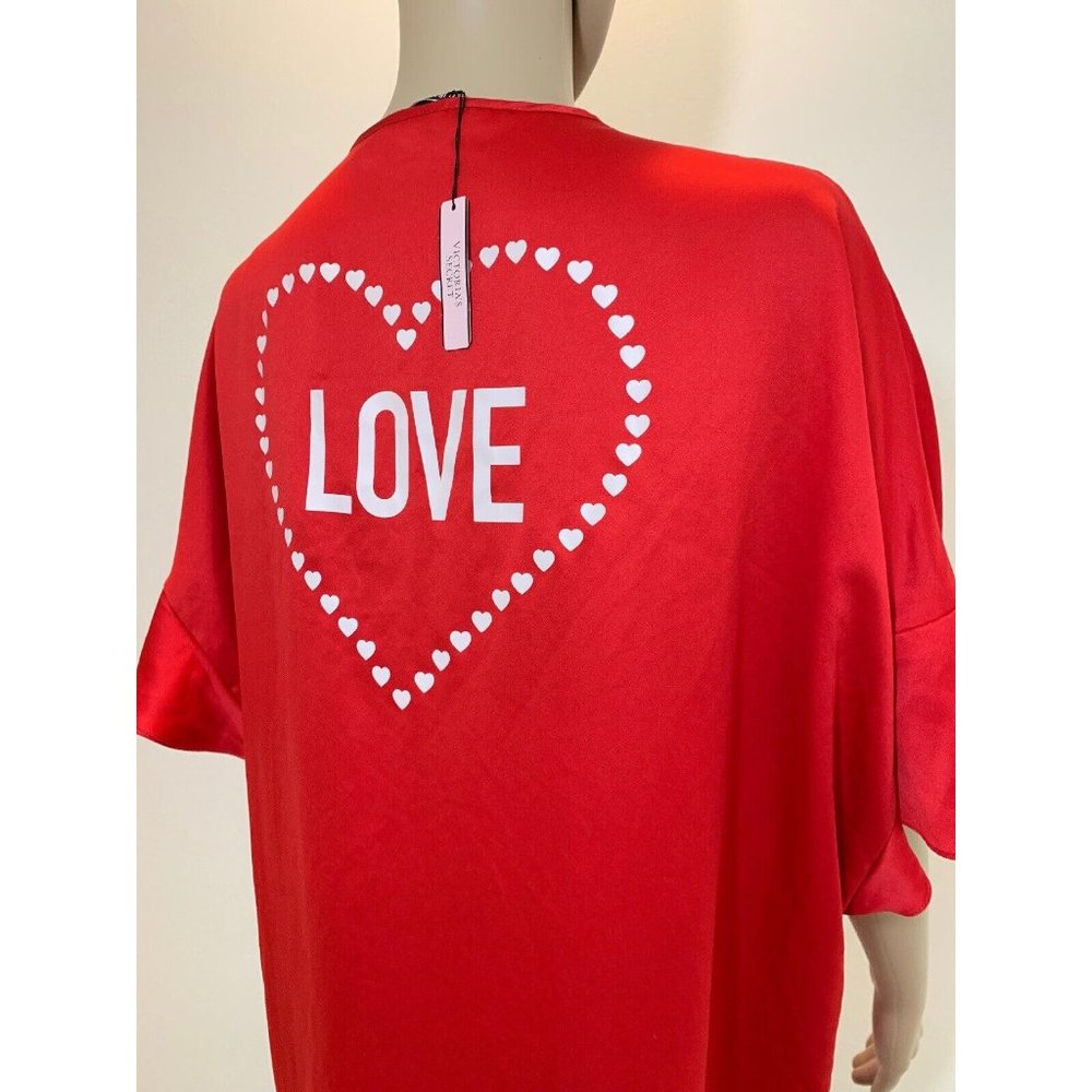 NWT Victorias Secret Kimono Robe One Size Red Love Open Front - Picture 5 of 10